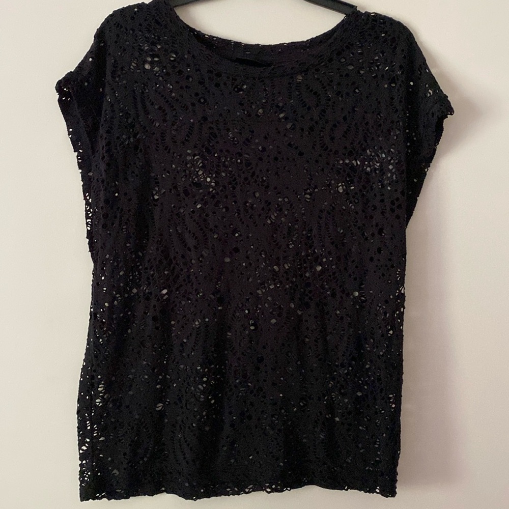 Y2K Massimo black mesh shirt top black medium